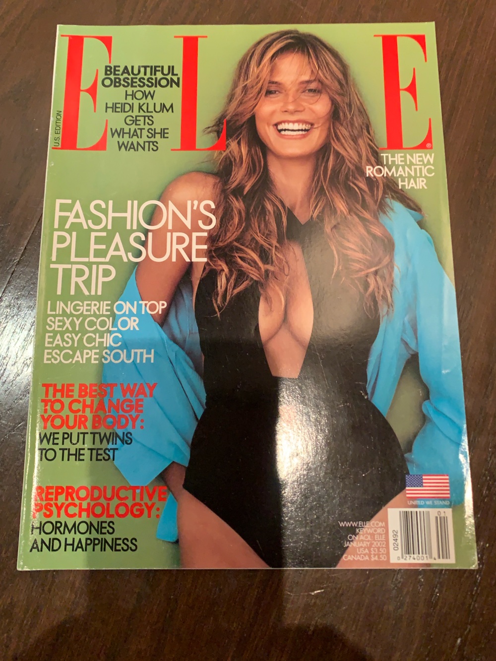 Elle magazine vintage January 2002 with Heidi Klum cover